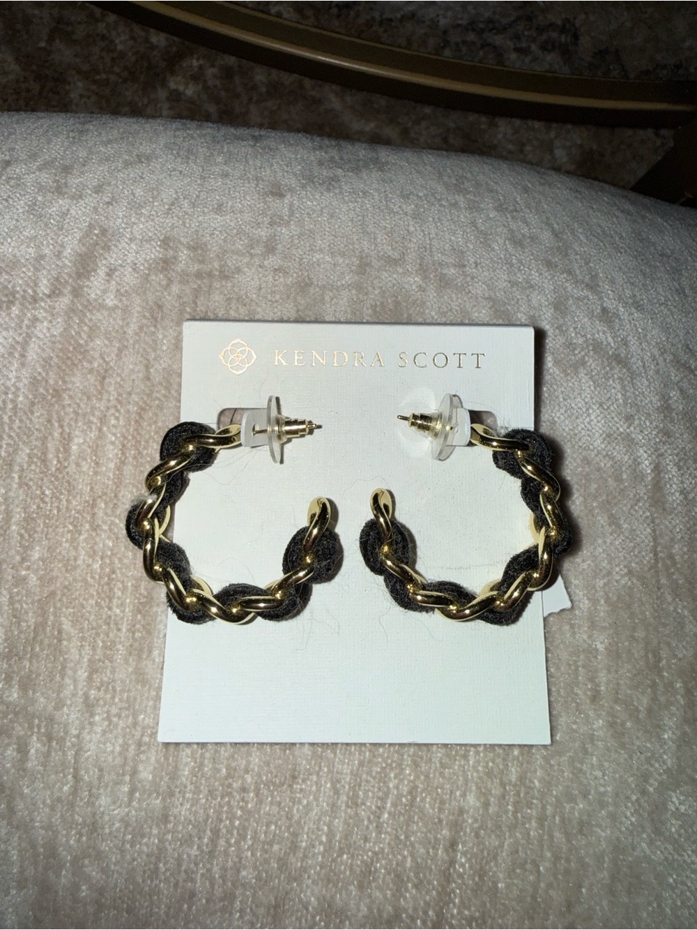 Kendra Scott Black and Gold Braided Hoop Earrings